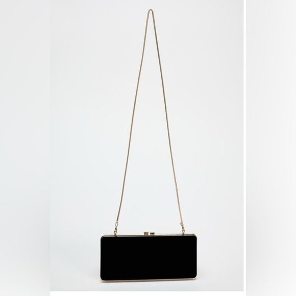 Zara black and gold box bag with gold chain strap (has minor scratches) - Picture 2 of 5
